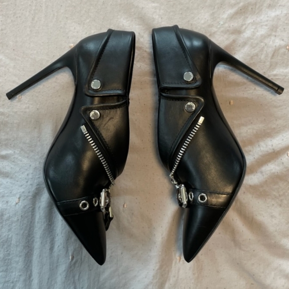 Moschino Biker Nappa Leather Pumps Black Women's size eur 37 or US 7 - Picture 4 of 9